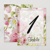  Roze Rose Posh Trouwtafel Nummer Briefkaart (Voorkant / Achterkant)