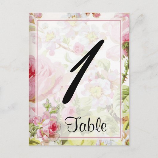  Roze Rose Posh Trouwtafel Nummer Briefkaart (Voorkant)