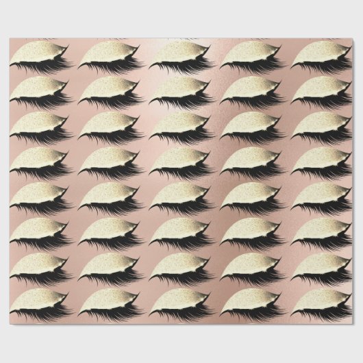 Roze Rose Powder Gold Glitter Eyes Lashes Gold Cadeaupapier (Vlak)