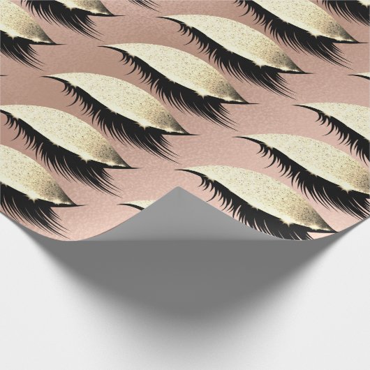Roze Rose Powder Gold Glitter Eyes Lashes Gold Cadeaupapier (Hoek)