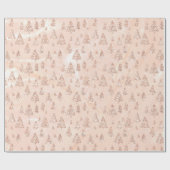 Roze Rose Powder Gold Glitter kerstboom Blush Cadeaupapier (Vlak)