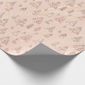 Roze Rose Powder Gold Glitter kerstboom Blush Cadeaupapier (Hoek)