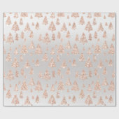 Roze Rose Powder Gold Glitter kerstboom Grijs Cadeaupapier (Vlak)