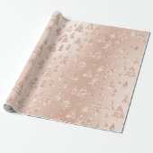 Roze Rose Powder Gold Glitter kerstboom Lux Cadeaupapier (Uitgerold)