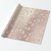 Roze Rose Powder Gold Glitter kerstboom Metaal Cadeaupapier (Uitgerold)