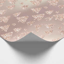 Roze Rose Powder Gold Glitter kerstboom Metaal Cadeaupapier