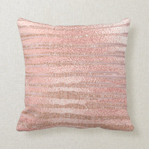 Roze Rose Powder Gold Glitter Metalli Stripes Line Kussen