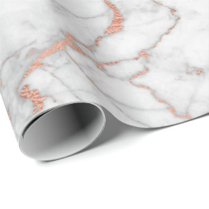 Roze Rose Powder Gold Pastel Grey Marble Glam Cadeaupapier