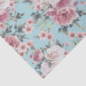 Roze Rose Profusion - Blauwgroen achtergrond Tissuepapier (Detail)