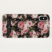 Roze Rose Profusion Monogram - zwarte achtergrond Case-Mate iPhone Case (Achterkant (horizontaal))