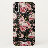 Roze Rose Profusion Monogram - zwarte achtergrond Case-Mate iPhone Case (Achterkant)