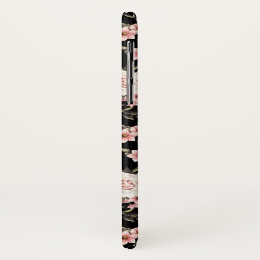 Roze Rose Profusion Monogram - zwarte achtergrond Case-Mate iPhone Case (Achterkant/links)