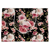 Roze Rose Profusion - zwarte achtergrond Groot Cadeauzakje (Voorkant)