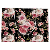 Roze Rose Profusion - zwarte achtergrond Groot Cadeauzakje (Achterkant)