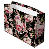 Roze Rose Profusion - zwarte achtergrond Groot Cadeauzakje (Achterkant Gekanteld)