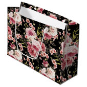 Roze Rose Profusion - zwarte achtergrond Groot Cadeauzakje (Voorkant Gekanteld)