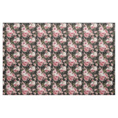 Roze Rose Profusion - zwarte achtergrond Stof (Fat Quarter)