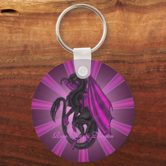 Roze Rose Quartz Dragon Sleutelhanger (Voorkant)