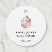 Roze Rose Quartz Liefde Crystal Bruiloft Bedankjes Labels (Achterkant)