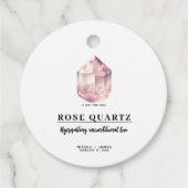 Roze Rose Quartz Liefde Crystal Bruiloft Bedankjes Labels (Voorkant)