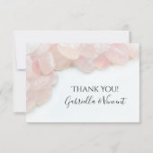 Roze Rose Quartz op White Wedding Dank je Bedankkaart (Voorkant)