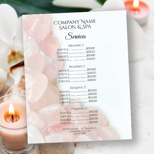 Roze Rose Quartz Spa Salon Services Menu