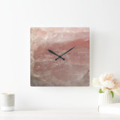 Roze Rose Quartz Stone Rock Fotografie Vierkante Klok (Huis)