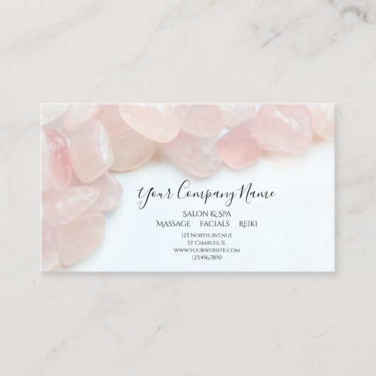 Roze Rose Quartz Stones Salon Spa Visitekaartje (Voorkant)