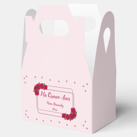 Roze Rose Quinceañera Bedankdoosjes (Geopend)