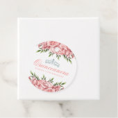 Roze Rose Quinceanera Bedankjes Labels (In situ)