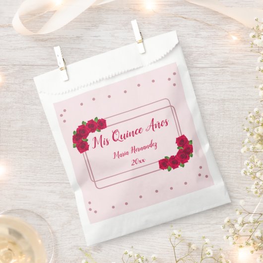 Roze Rose Quinceañera Bedankzakje (Geknipt)