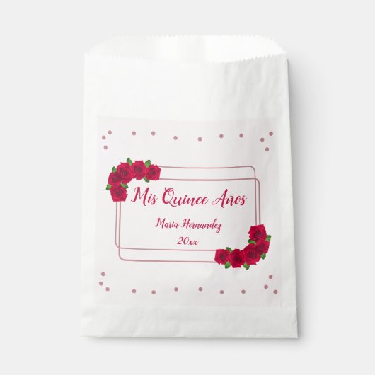 Roze Rose Quinceañera Bedankzakje (Voorkant)