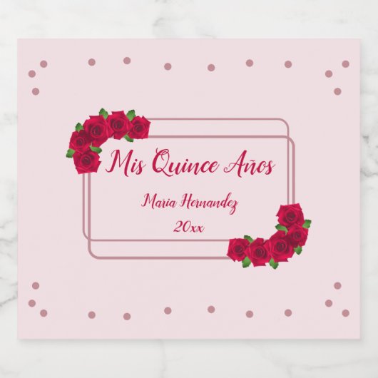 Roze Rose Quinceañera Bier Etiket (Enkel label)