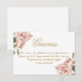 Roze Rose Quinceañera Dank je kaart (Voorkant / Achterkant)
