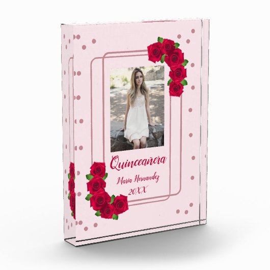 Roze Rose Quinceañera Fotoblokken (Links)