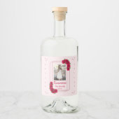 Roze Rose Quinceañera Likeurfles Etiket (Voorkant)