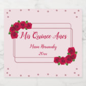 Roze Rose Quinceañera Likeurfles Etiket (Enkel label)