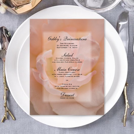 Roze Rose Quinceañera Menu