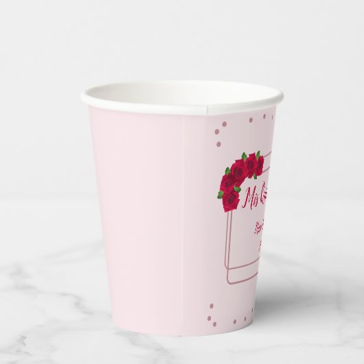 Roze Rose Quinceañera Papieren Bekers (Rechts)