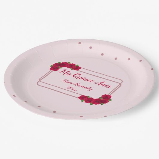 Roze Rose Quinceañera Papieren Bordje (Gekanteld)