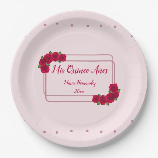Roze Rose Quinceañera Papieren Bordje (Voorkant)
