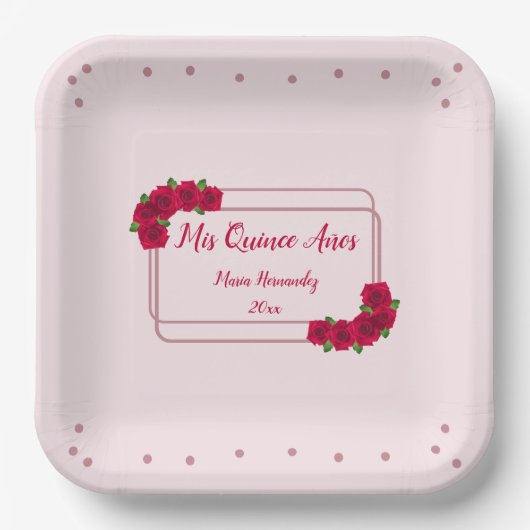 Roze Rose Quinceañera Papieren Bordje (Voorkant)