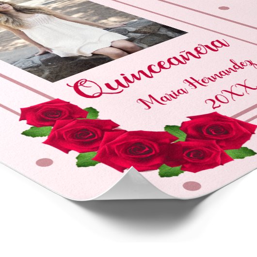 Roze Rose Quinceañera Poster (Hoek)