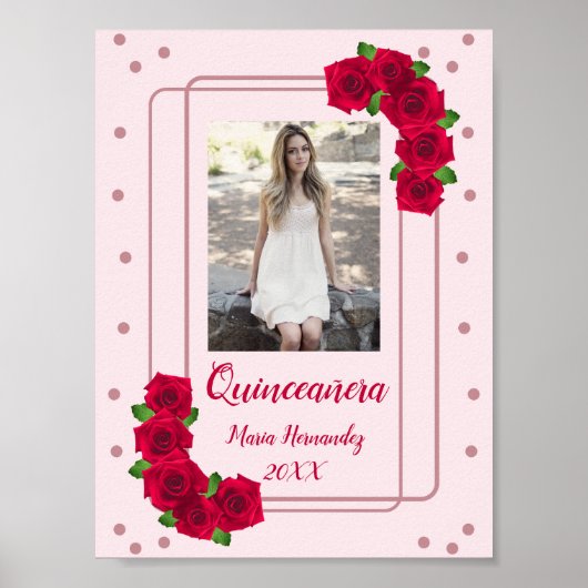 Roze Rose Quinceañera Poster (Voorkant)