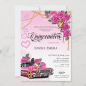 Roze Rose Quinceanera Roze Lowrider Chola Chicana Kaart (Voorkant)