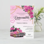 Roze Rose Quinceanera Roze Lowrider Chola Chicana Kaart (Staand voorkant)