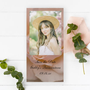 Roze Rose Quinceañera Save the Date Photo Card