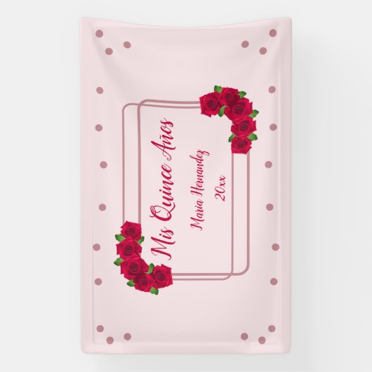 Roze Rose Quinceañera Spandoek (Verticaal)