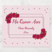 Roze Rose Quinceañera Sparkling Wijnetiket (Enkel label)