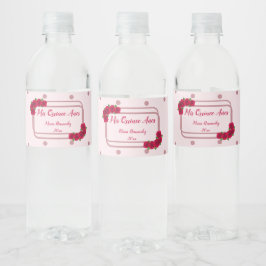 Roze Rose Quinceañera Waterfles Etiket